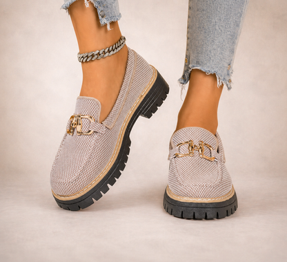 Breathable mesh loafers with thick sole
