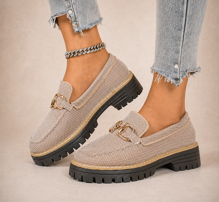 Breathable mesh loafers with thick sole