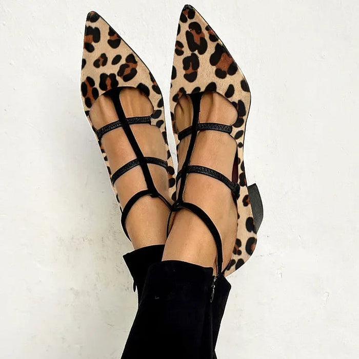 Bridget - Heeled Shoes with Leopard Strap