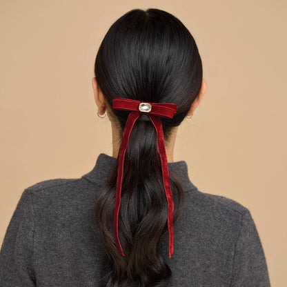KITSCH - Velvet & Gemstone Bow Hair Clip