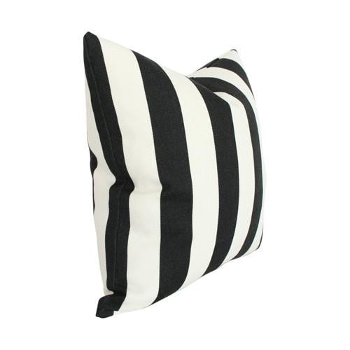 Cabana Stripe Black & White Custom Designer Pillow side view | Arianna Belle