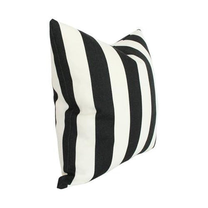 Cabana Stripe Black & White Custom Designer Pillow side view | Arianna Belle