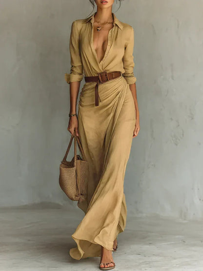 Camille™ | Maxi dress with pleats and waist detail