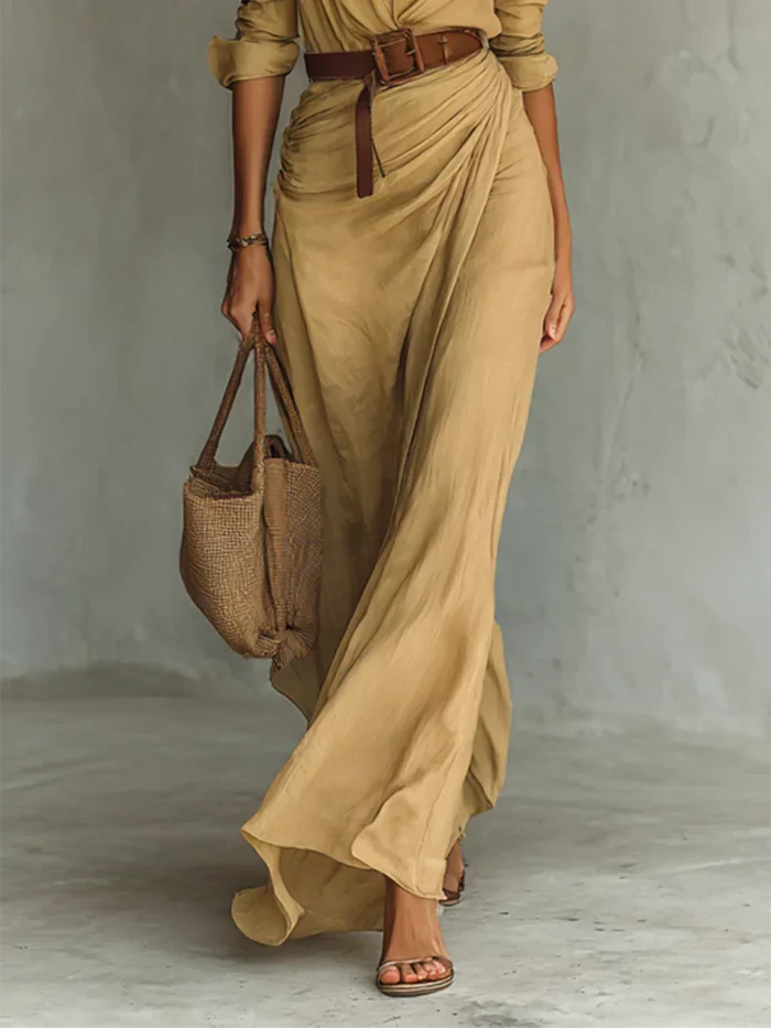 Camille™ | Maxi dress with pleats and waist detail