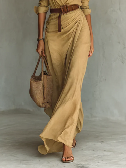 Camille™ | Maxi dress with pleats and waist detail