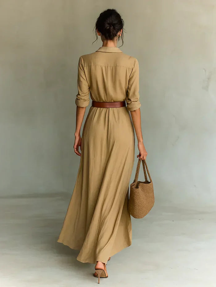 Camille™ | Maxi dress with pleats and waist detail