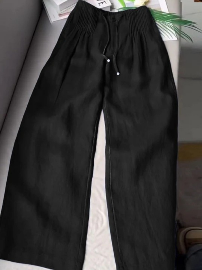 Camille | Wide Cotton and Linen Blend Pants