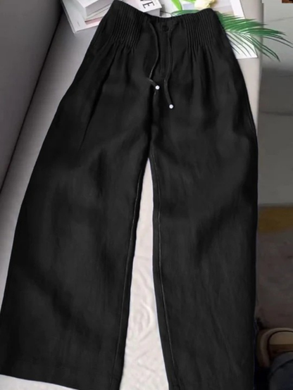 Camille | Wide Cotton and Linen Blend Pants