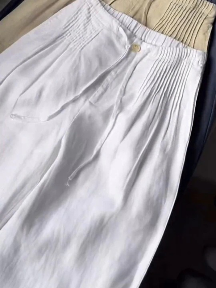 Camille | Wide Cotton and Linen Blend Pants