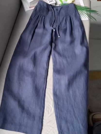 Camille | Wide Cotton and Linen Blend Pants