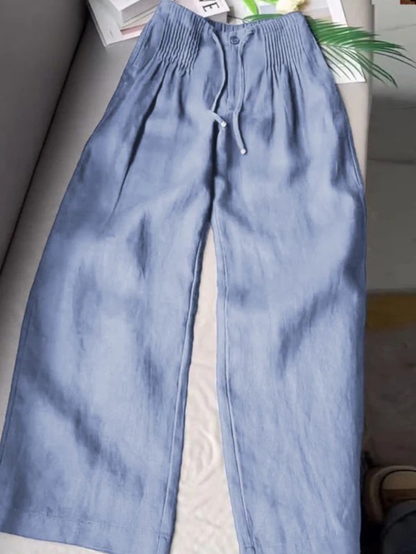 Camille | Wide Cotton and Linen Blend Pants