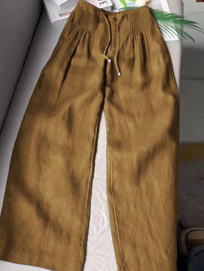 Camille | Wide Cotton and Linen Blend Pants