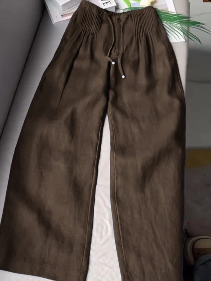 Camille | Wide Cotton and Linen Blend Pants