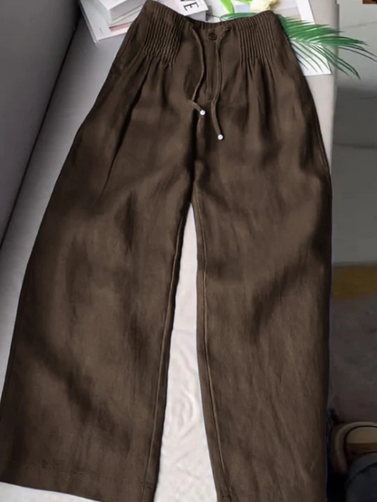 Camille | Wide Cotton and Linen Blend Pants
