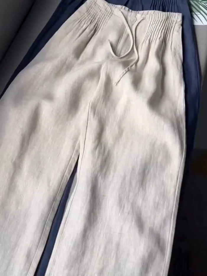 Camille | Wide Cotton and Linen Blend Pants