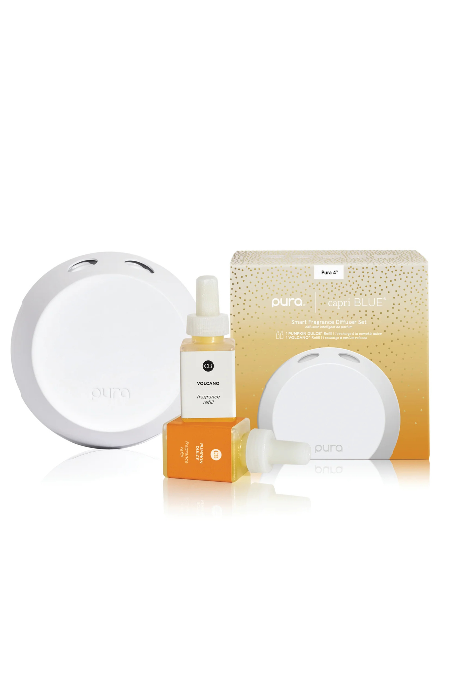 CAPRI BLUE - CB + Pura V4 Smart Home Diffuser Kit, Pumpkin Dulce & Volcano