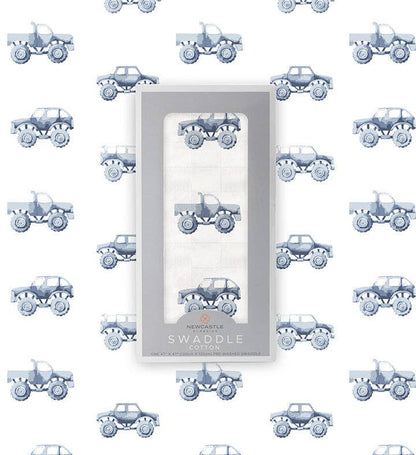 BABY - Indigo Monster Trucks Cotton Swaddle