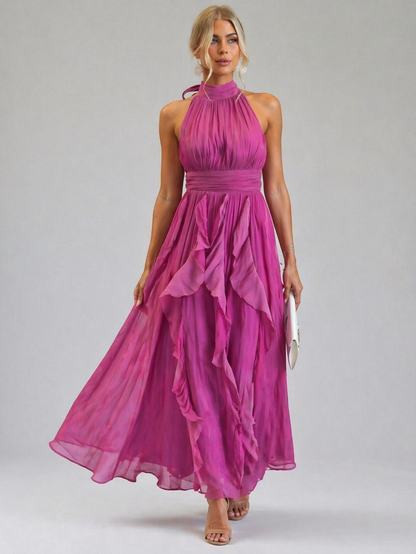 Celestia | Ruffled Halter Maxi Dress