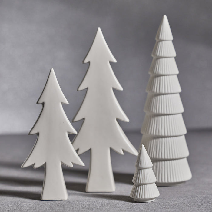CERAMIC HOLIDAY TREE - MATT WHITE - 12 IN