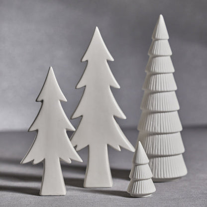 CERAMIC HOLIDAY TREE - MATT WHITE - 12 IN