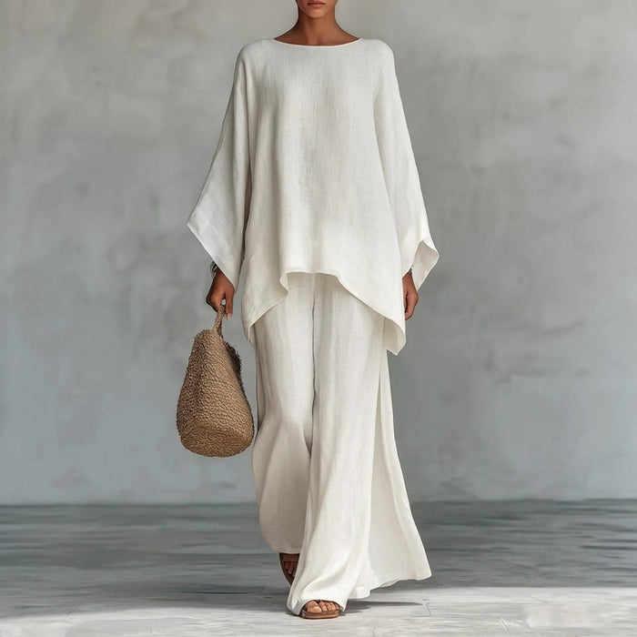 Cristina | Soft Two-Piece Set with Long Sleeves and Wide Pants