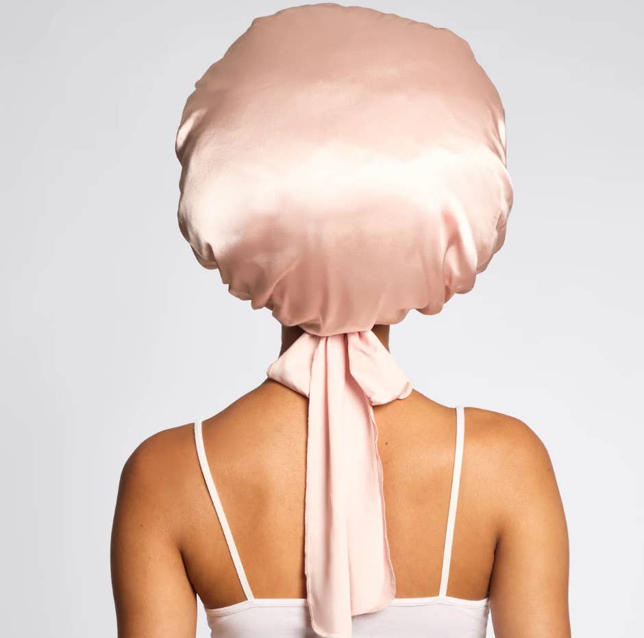 KITSCH - Adjustable Oversized Satin Bonnet - Blush