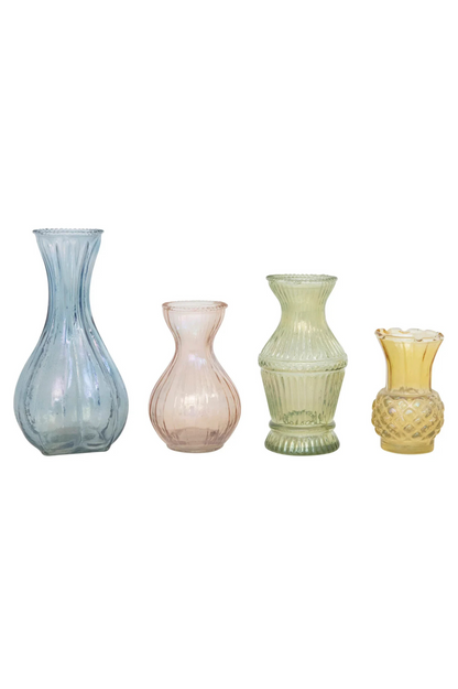 Debossed Glass Vases - 4 Colors