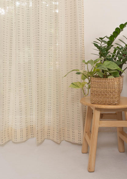 Dew 100% Sheer minimal curtain for Living room & bedroom - Light filtering - Cream - Single Piece