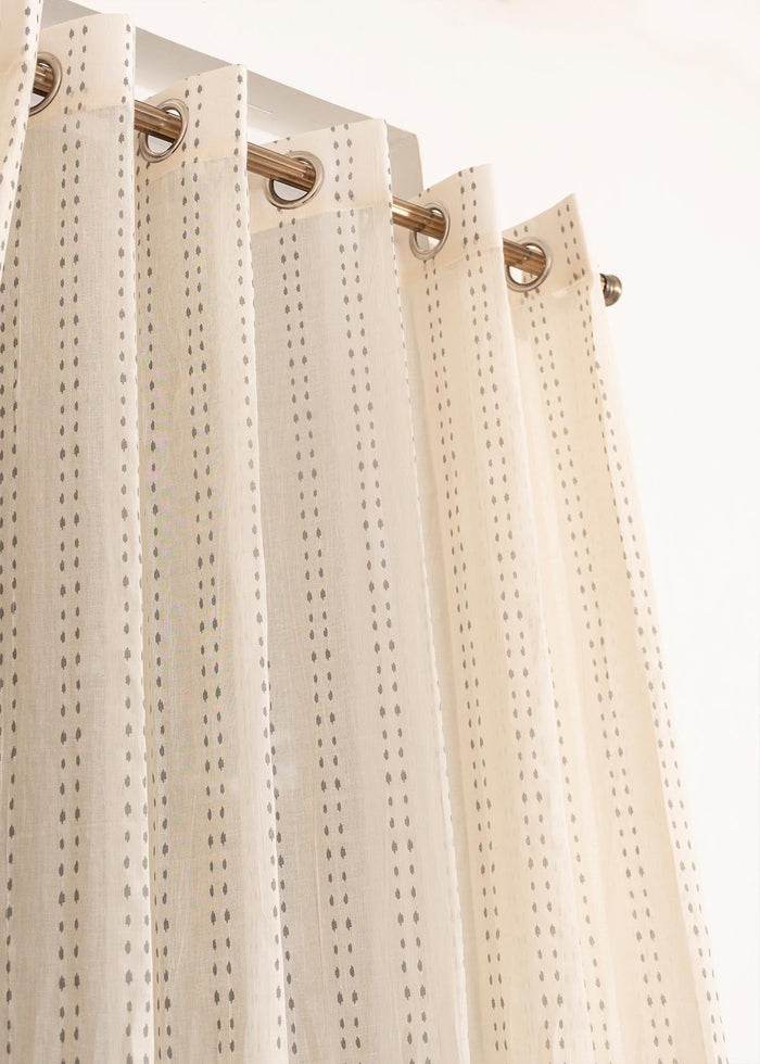 Dew 100% Sheer minimal curtain for Living room & bedroom - Light filtering - Cream - Single Piece