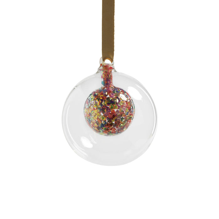 DOUBLE GLASS SEQUIN BALL - MULTI - 4.75