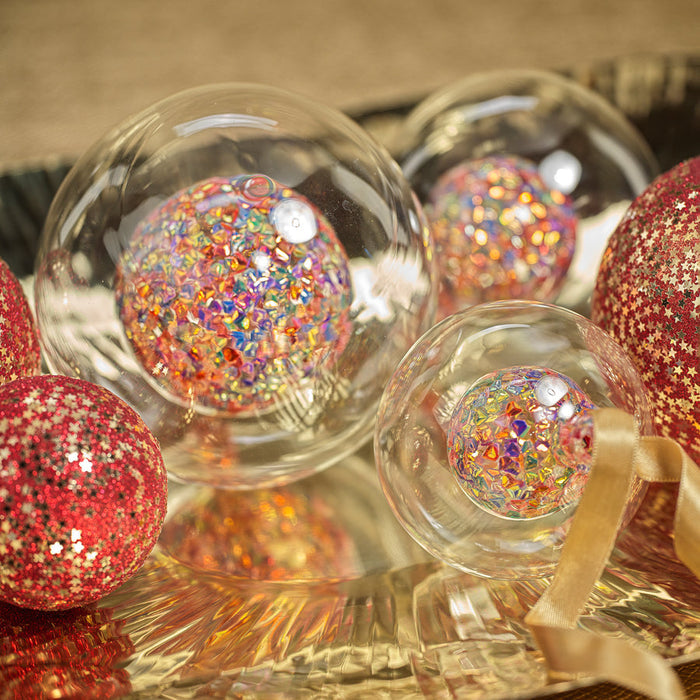 DOUBLE GLASS SEQUIN BALL - MULTI - 4.75