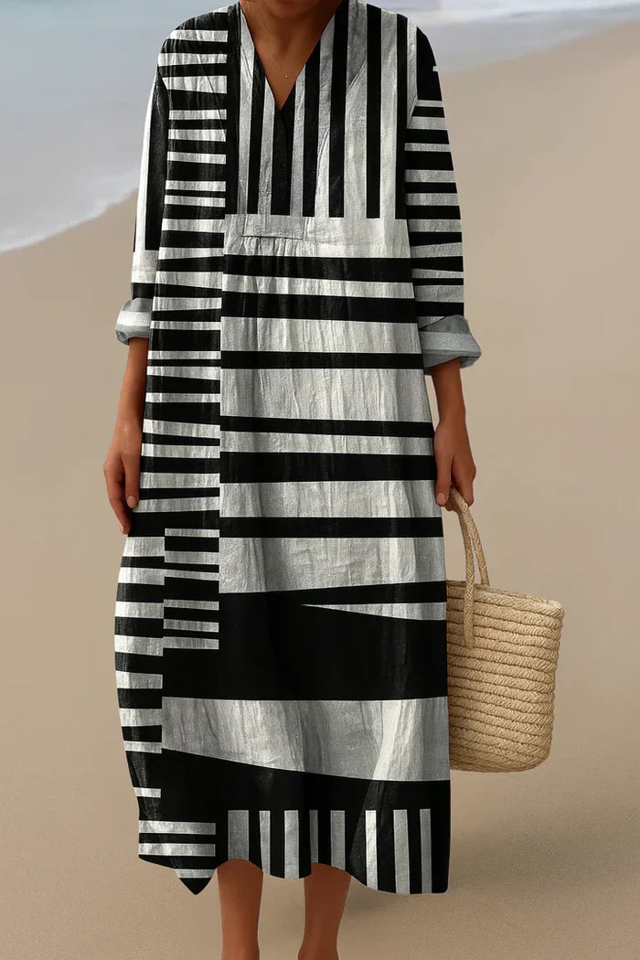 Elara™ | Monochrome Maxi Dress