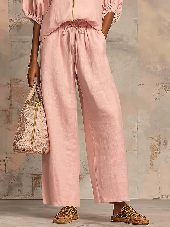 Elba | Two-Piece Set: Relaxed Style Shirt and Wide-Leg Pants