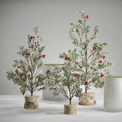 FROSTED MISTLETOE TREE RED BERRIES TALL
