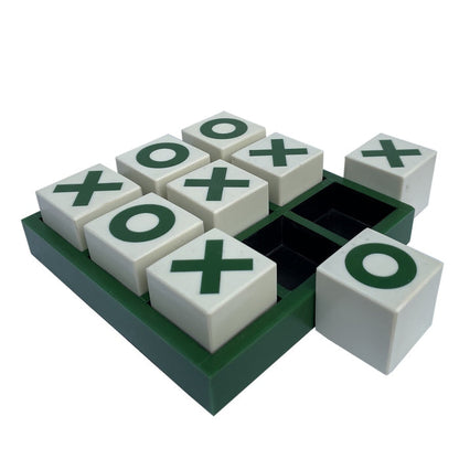 GREEN/CREAM RESIN TIC TAC TOE GAME