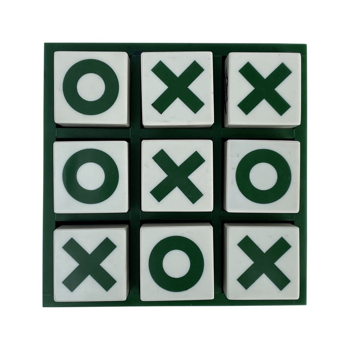 GREEN/CREAM RESIN TIC TAC TOE GAME