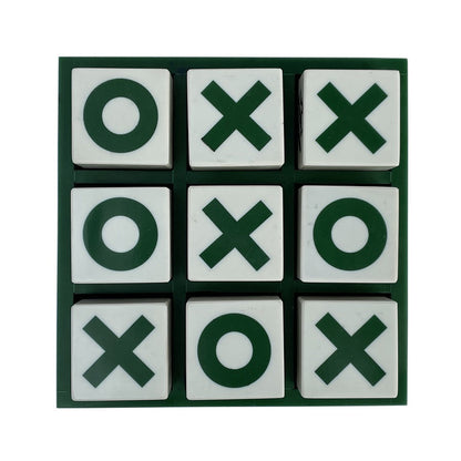 GREEN/CREAM RESIN TIC TAC TOE GAME