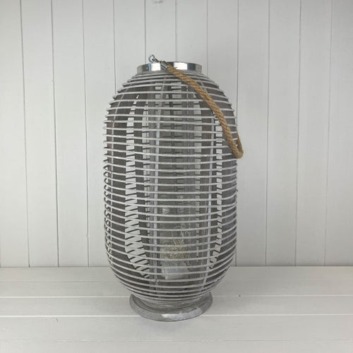 Greywashed Rattan Lantern