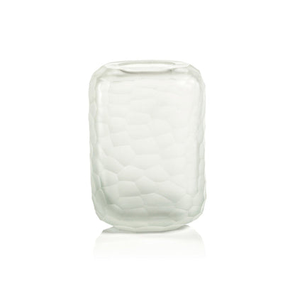 HAMMERED FROSTED GLASS VASE - CLEAR - LARGE