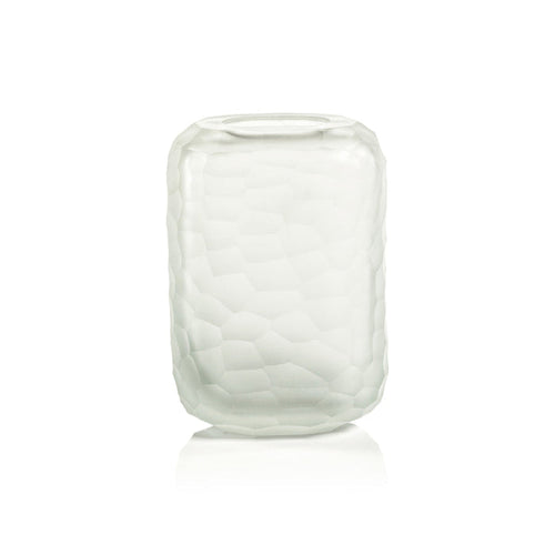 HAMMERED FROSTED GLASS VASE - CLEAR - LARGE