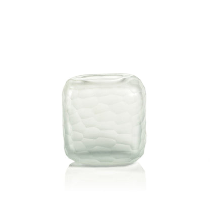 HAMMERED FROSTED GLASS VASE - CLEAR - MEDIUM