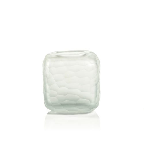 HAMMERED FROSTED GLASS VASE - CLEAR - MEDIUM
