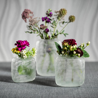 HAMMERED FROSTED GLASS VASE - CLEAR - MEDIUM
