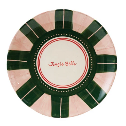 Hand-Painted Stoneware Plate with Holiday Design, 3 Styles