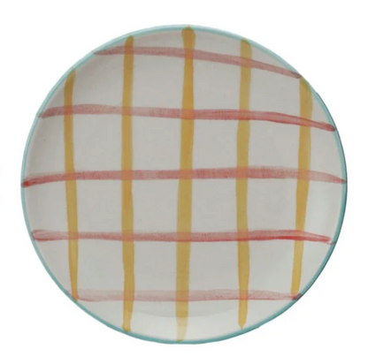 Hand-Painted Stoneware Plate w/ Pattern, 4 Styles