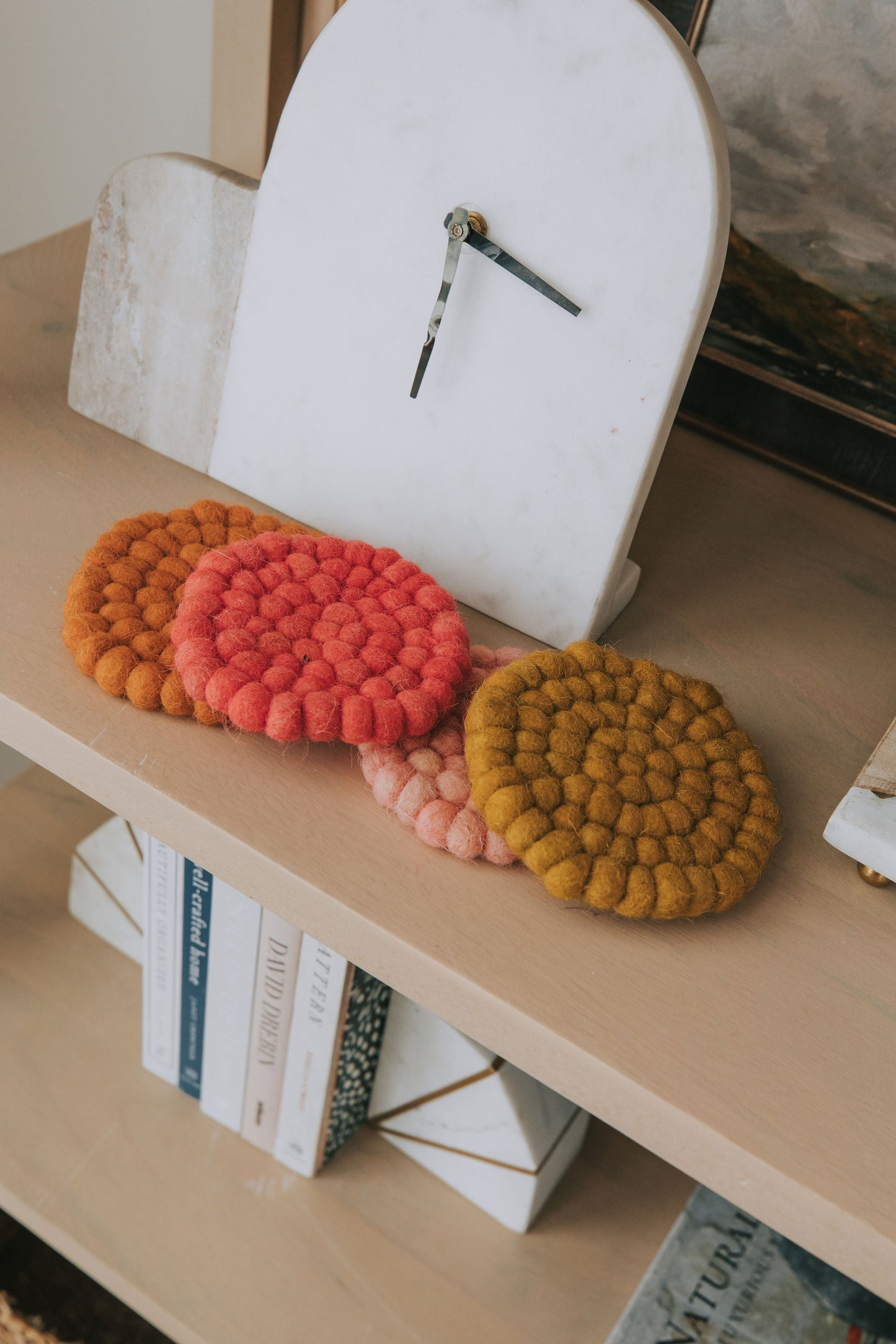 Handmade Wool Felt Ball Coasters