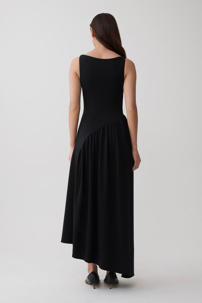 Hester Scuba Midi Dress - Black