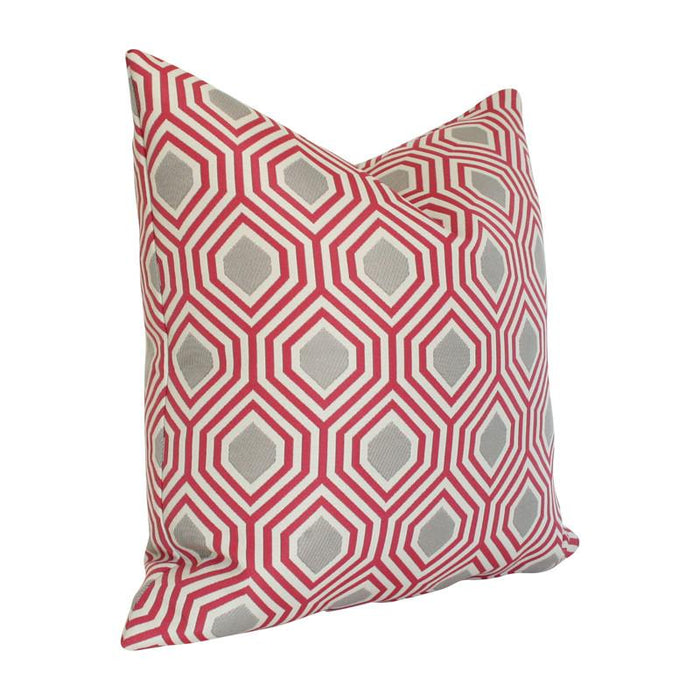 Hexagon Red Custom Designer Pillow side view | Arianna Belle
