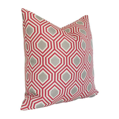 Hexagon Red Custom Designer Pillow side view | Arianna Belle