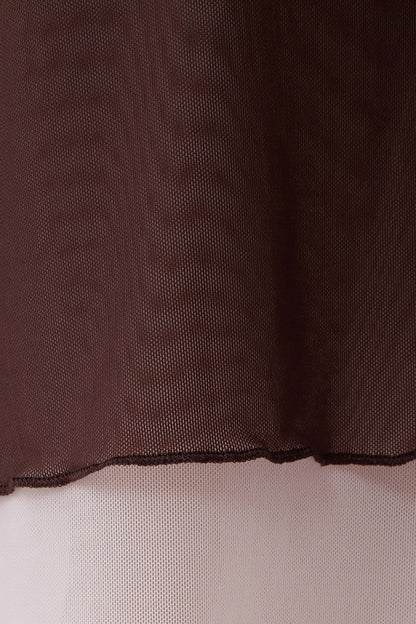 Janet Mesh Midi Skirt - Pale Pink/Chocolate